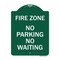 Signmission Fire Zone No Parking No Waiting, Green & White Aluminum Architectural Sign, 18" x 24", GW-1824-23970 A-DES-GW-1824-23970 - alternate 1